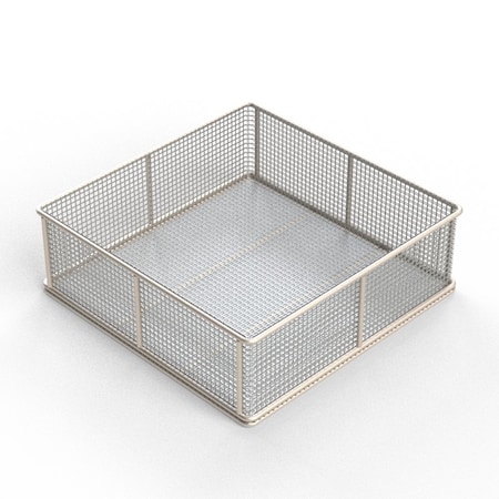 Anysizebasket Rectangular Wire Mesh Basket: 18Lx18Wx6H, 304 SS, 5/16 Rod Frame, No Handles, Mesh: 2 x .063 TMT-180180060-N02S
